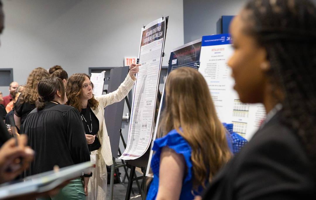 Students at a conference